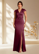 Augday Rilda Sheath Lace Stretch Satin Dress