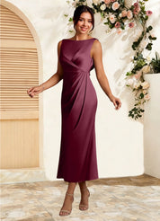 Augday Mazhe A-Line Pleated Stretch Satin Dress