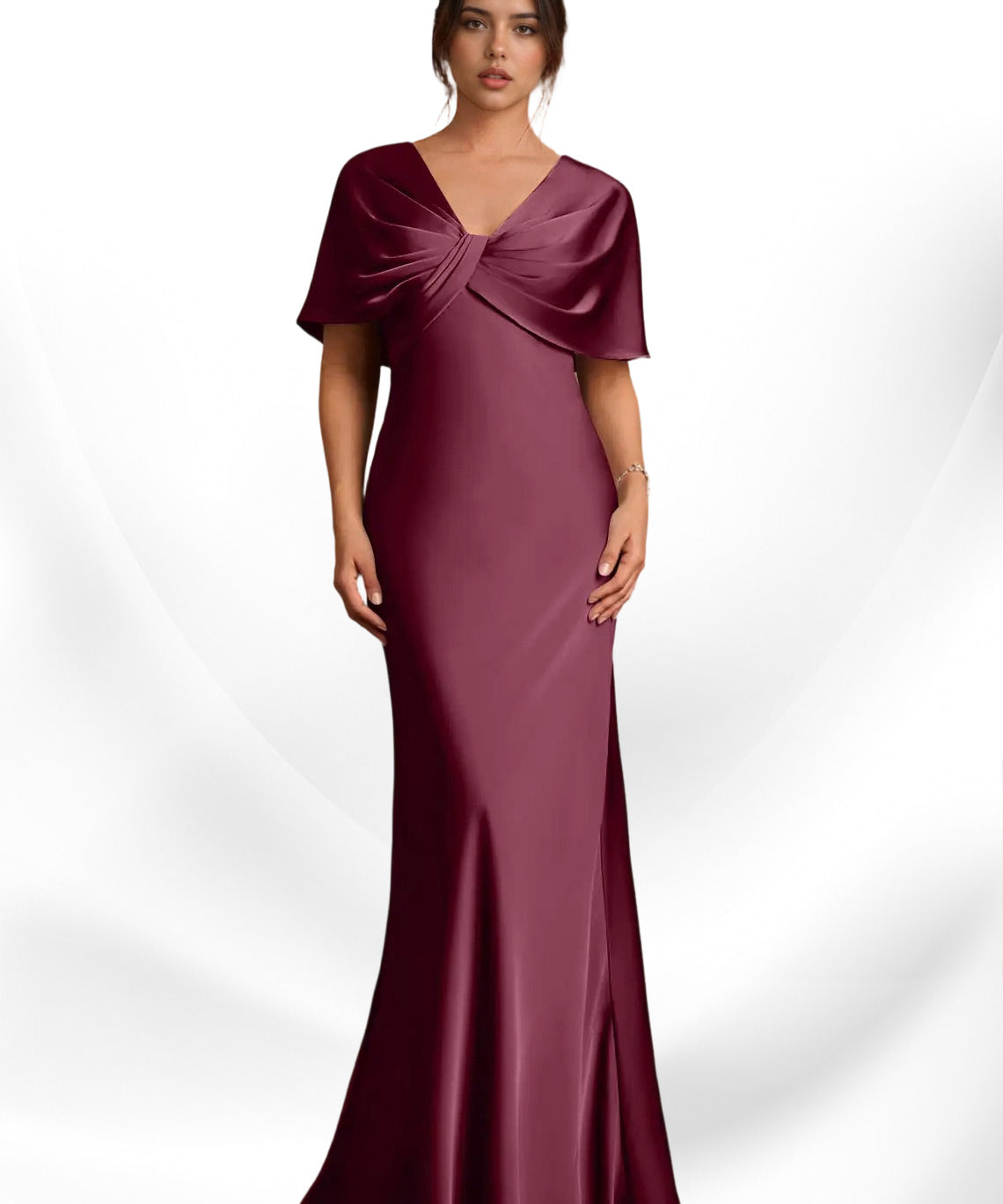 Augday Dosia Sheath Pleated Stretch Satin Dress