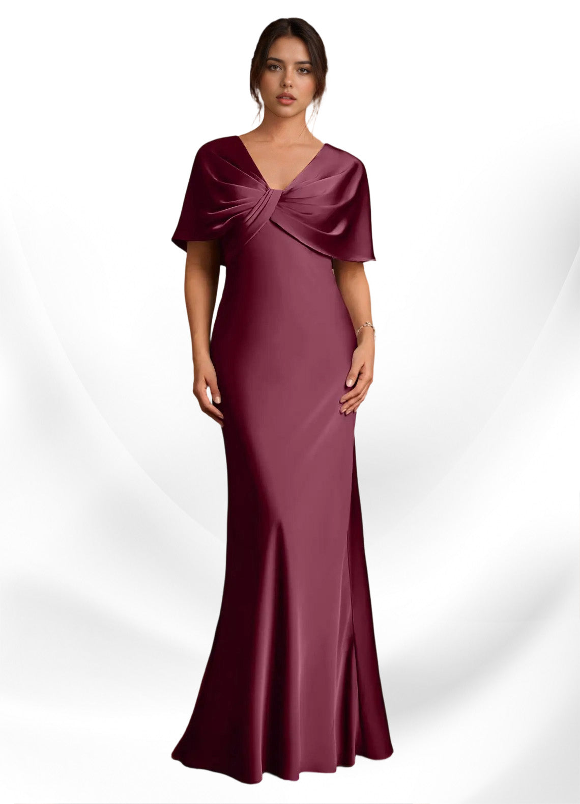 Augday Dosia Sheath Pleated Stretch Satin Dress