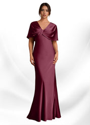 Augday Dosia Sheath Pleated Stretch Satin Dress