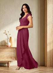 Augday Birdie A-Line Queen Anne Sequins Chiffon Dress