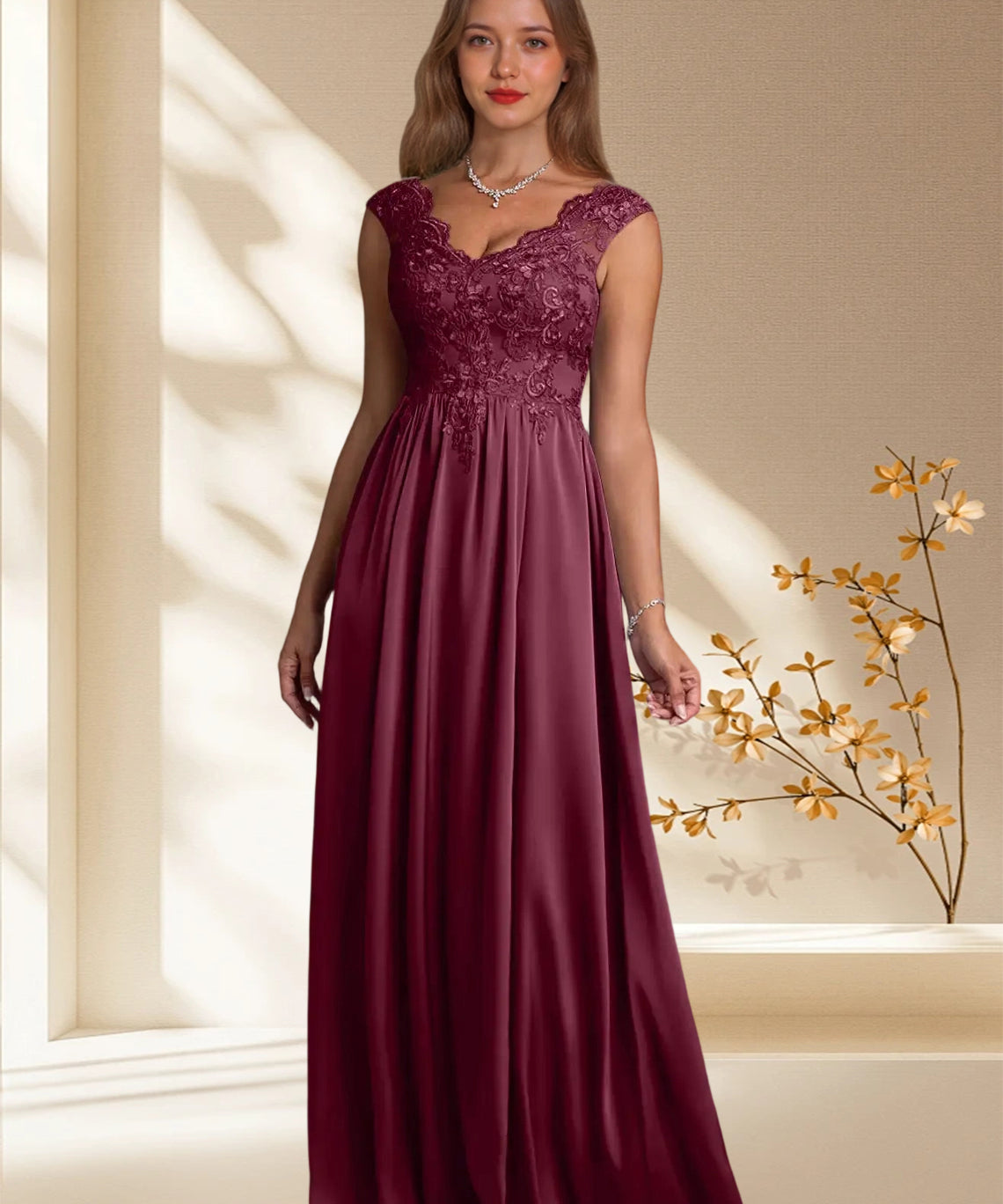 Augday Amethyst A-Line Lace Dress