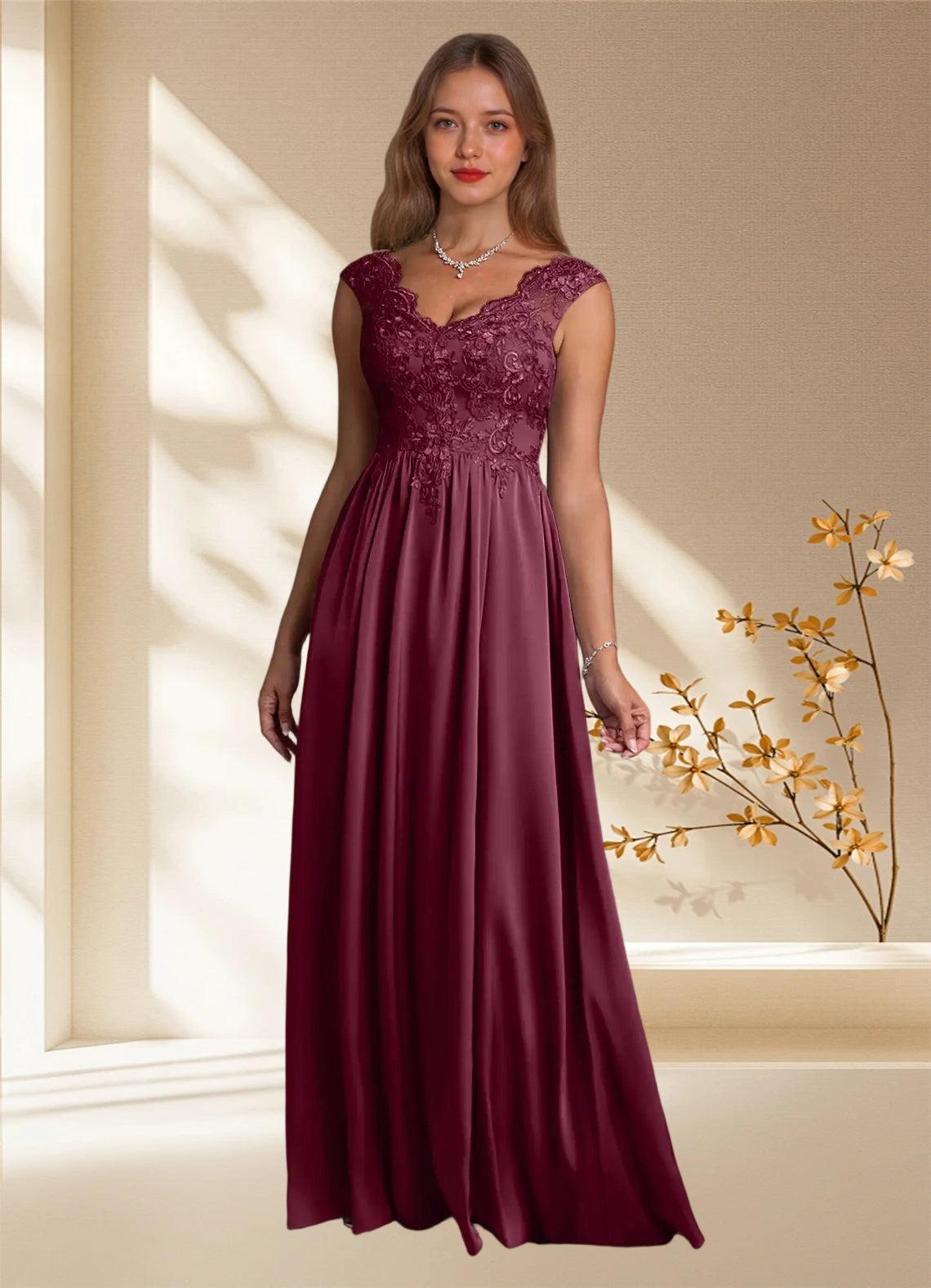 Augday Amethyst A-Line Lace Dress