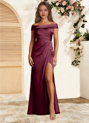 Augday Bedford Sheath Pleated Stretch Satin Dress