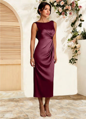 Augday Mazhe A-Line Pleated Stretch Satin Dress