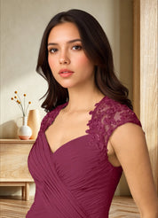 Augday Birdie A-Line Queen Anne Sequins Chiffon Dress