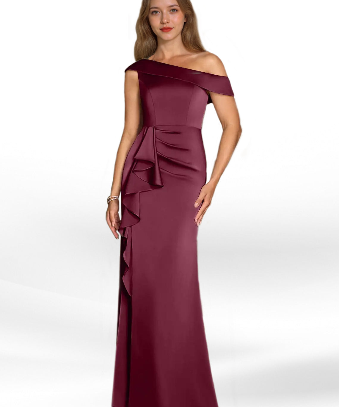 Augday Hamptons A-Line Pleated Stretch Satin Dress