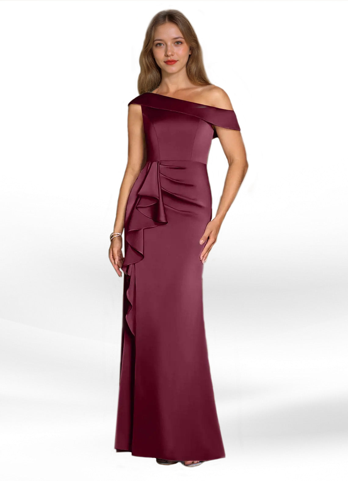 Augday Hamptons A-Line Pleated Stretch Satin Dress