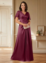 Augday Emmeline A-Line Pleated Stretch Satin Dress