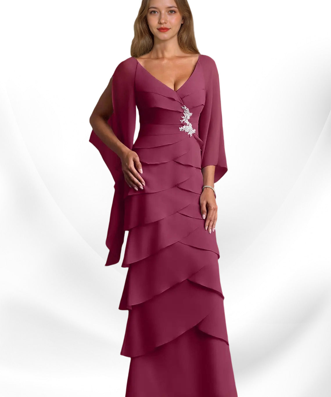 Augday Arabinda Sheath Ruched Chiffon Dress