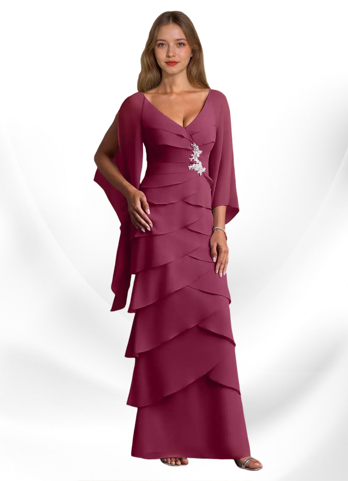 Augday Arabinda Sheath Ruched Chiffon Dress