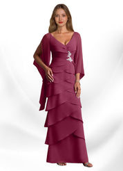 Augday Arabinda Sheath Ruched Chiffon Dress