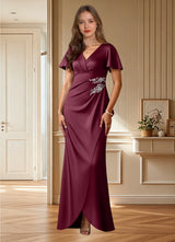 Augday Robins A-Line Pleated Stretch Satin Dress