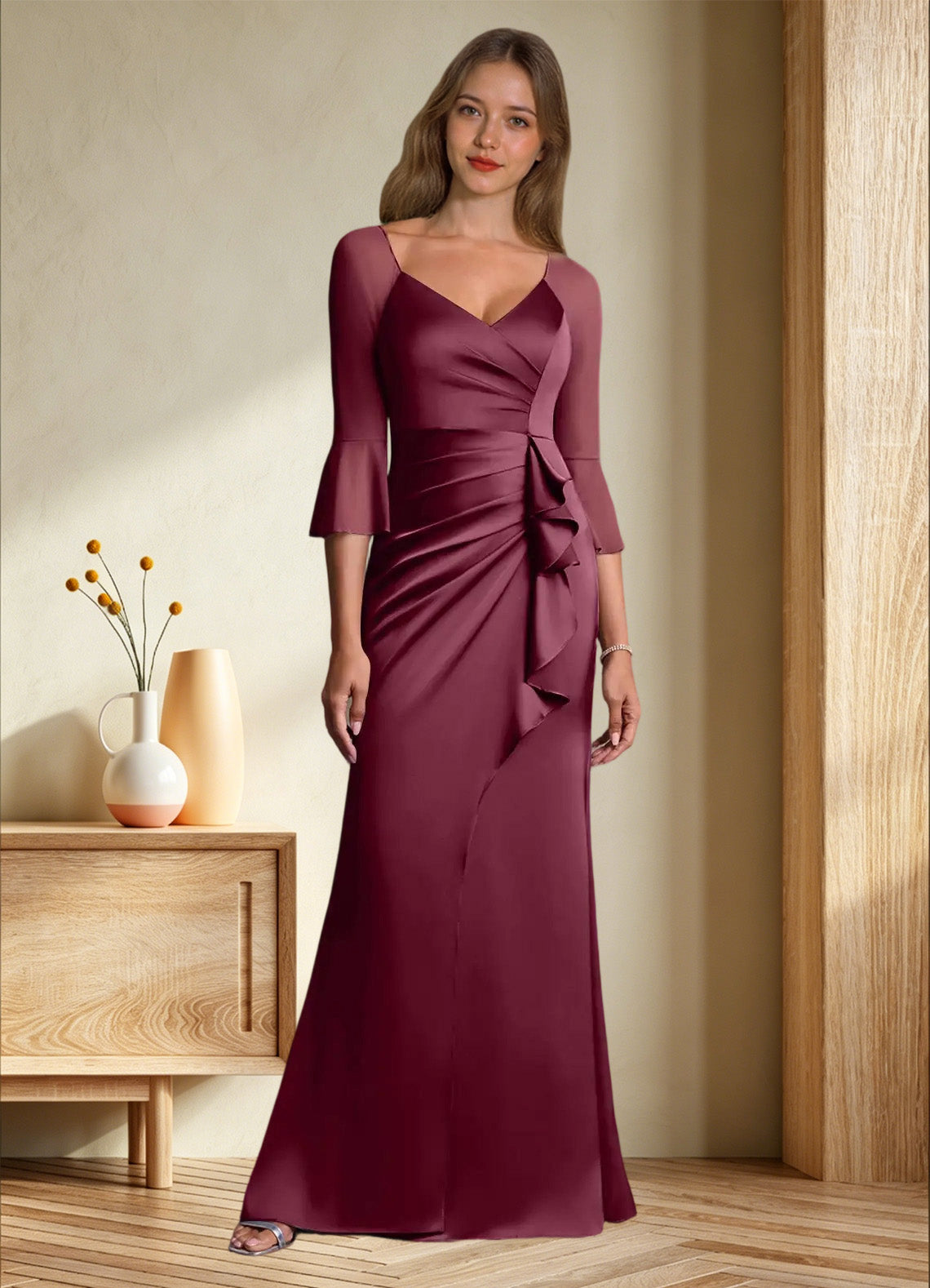 Augday Nampa Sheath Pleated Mesh Dress