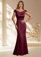 Augday Aberdeen Sheath Pleated Stretch Satin Dress
