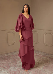 Augday OHara A-Line V-Neck Chiffon Dress