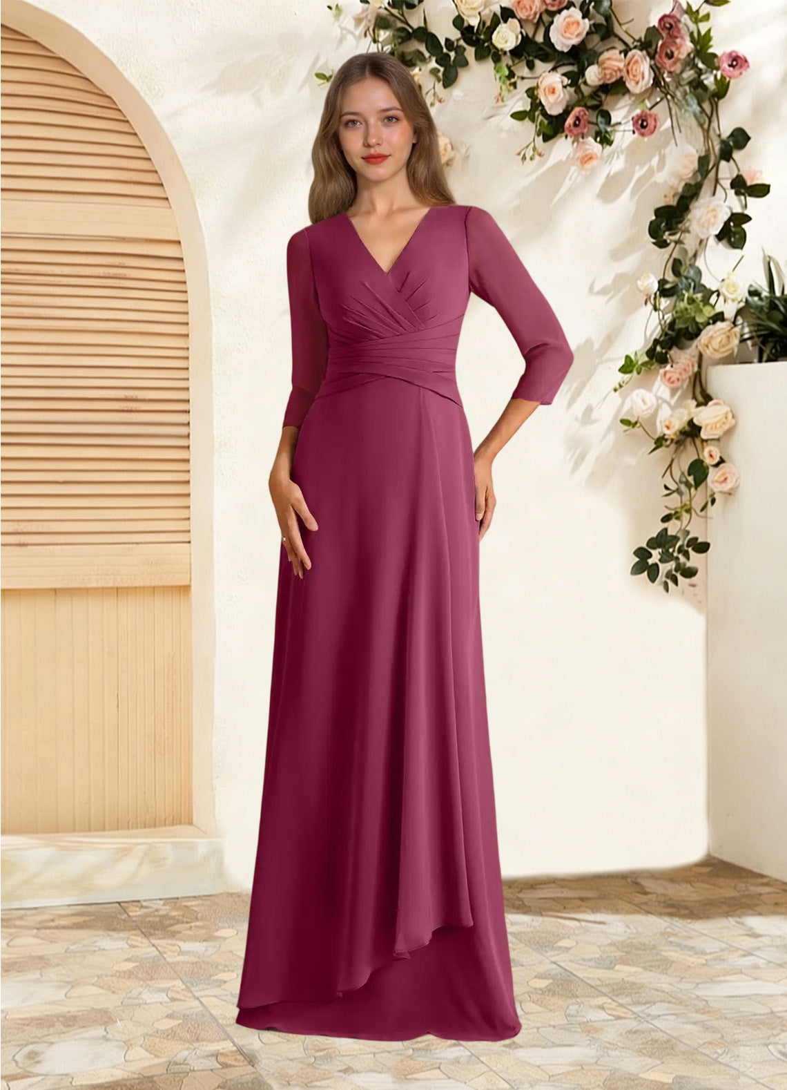 Augday Mayfield A-Line Pleated Chiffon Dress