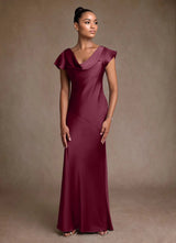 Augday Shelby Mother of the Bride Dresses Mermaid Pleated Stretch Satin Dress