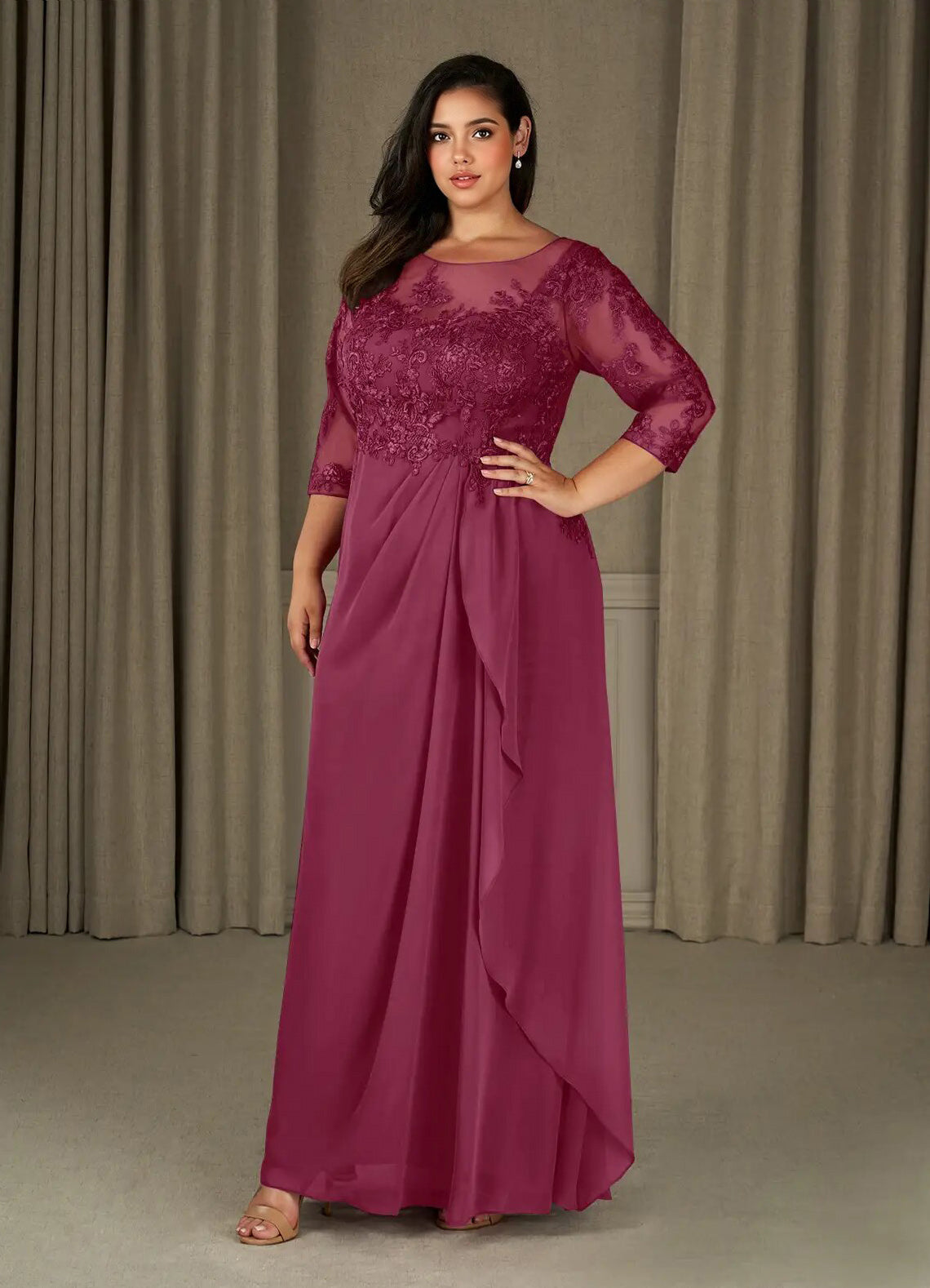Augday Calanthe A-Line Scoop Chiffon Dress Plus Size