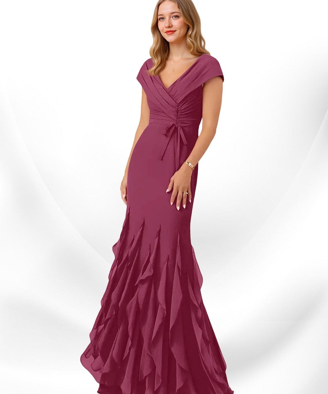 Augday Bailora Mermaid Ruched Chiffon Dress