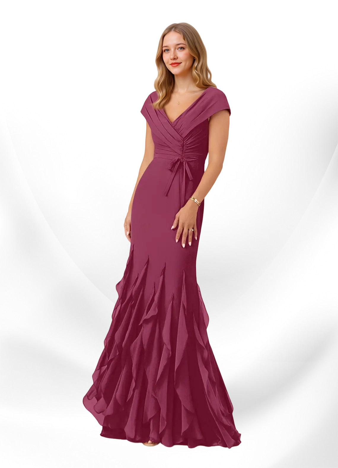 Augday Bailora Mermaid Ruched Chiffon Dress