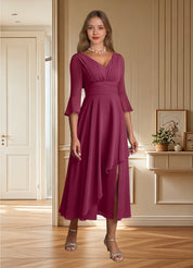 Augday Aerynne A-Line Pleated Chiffon Dress