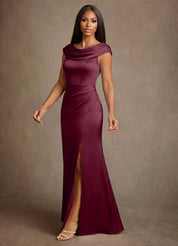 Augday Irvine A-Line Pleated Stretch Satin Dress