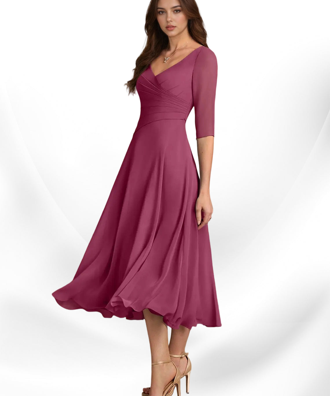 Augay Durant A-Line Pleated Chiffon Dress