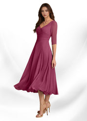 Augay Durant A-Line Pleated Chiffon Dress