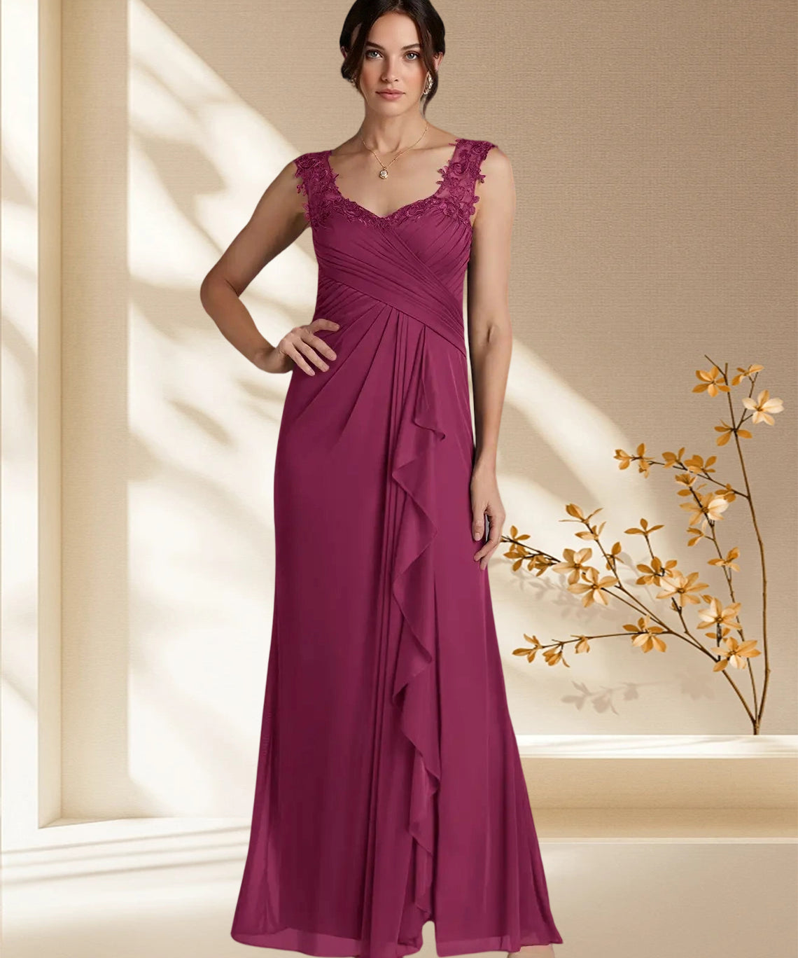 Augday Edelin A-Line Sweetheart Neckline Pleated Mesh Dress