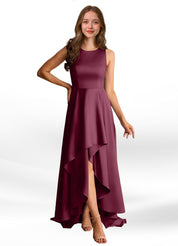 Augday Niles A-Line Trains Stretch Satin Dress