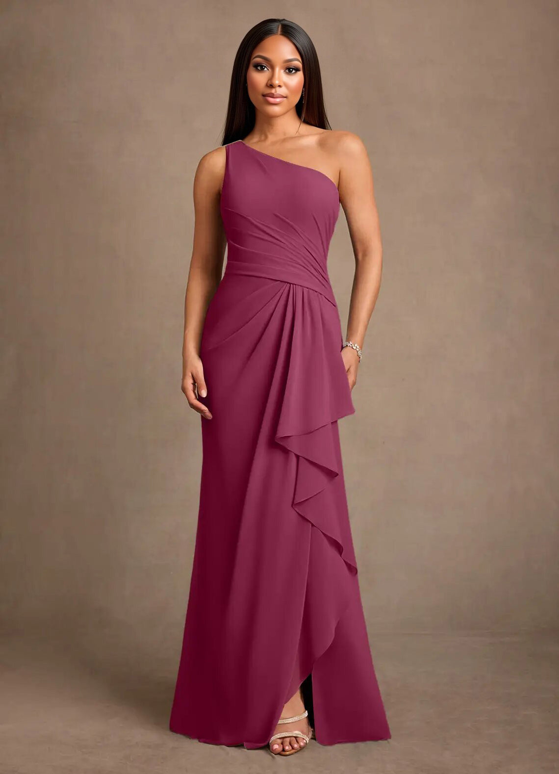 Augday Floy Sheath One Shoulder Chiffon Dress