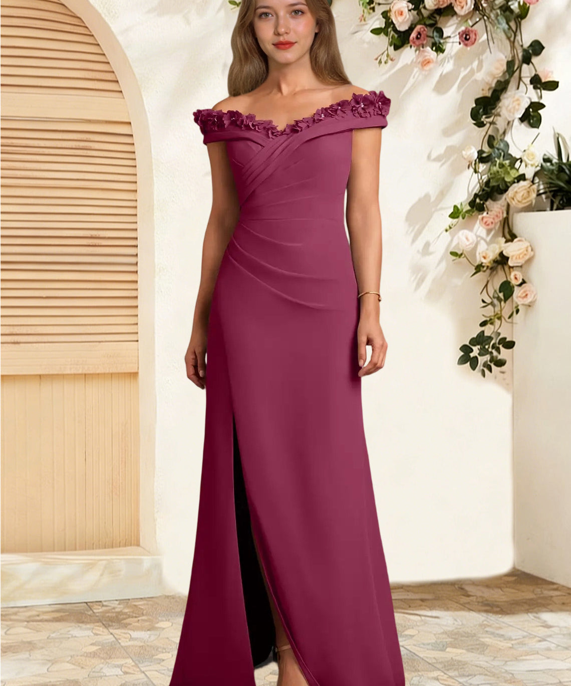 Augday Jettie Sheath Pleated Chiffon Dress