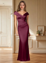 Augday Ludlow Mermaid Pleated Stretch Satin Dress