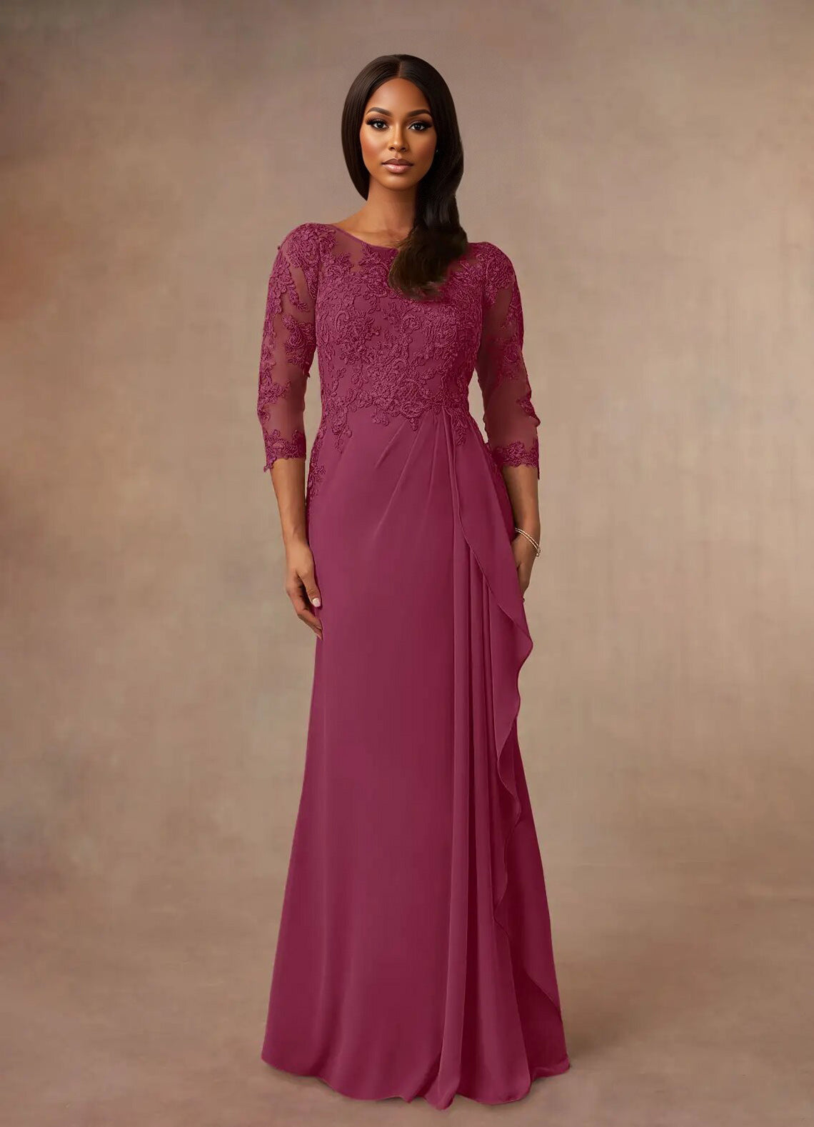 Augday Calanthe A-Line Scoop Chiffon Dress