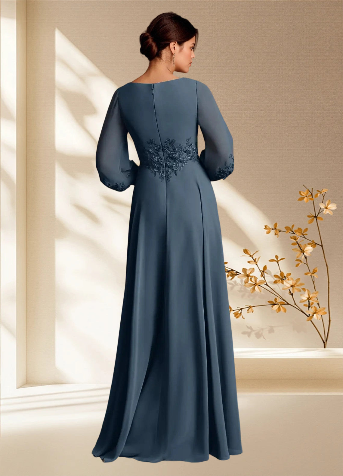 Augday Yorba A-Line Lace Chiffon Dress