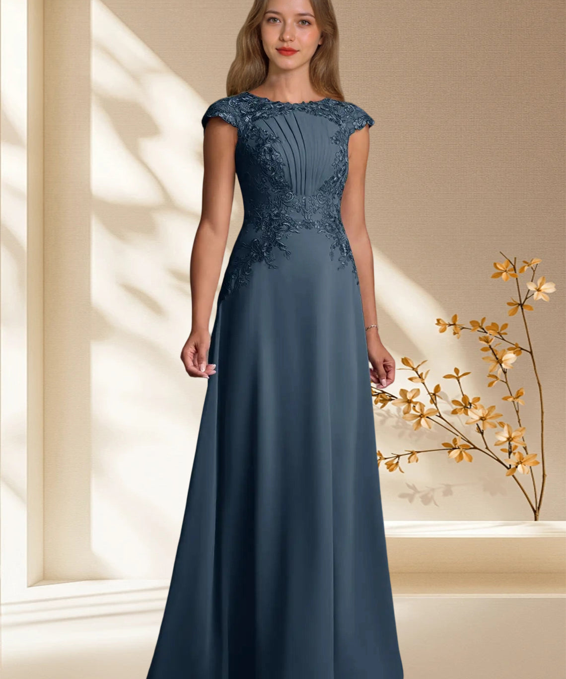 Augday Christi A-Line Lace Chiffon Dress