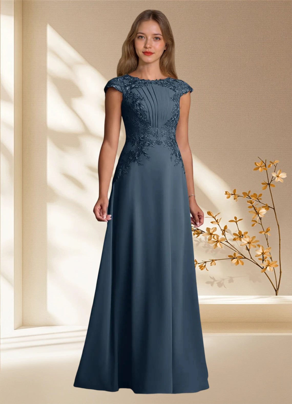 Augday Christi A-Line Lace Chiffon Dress
