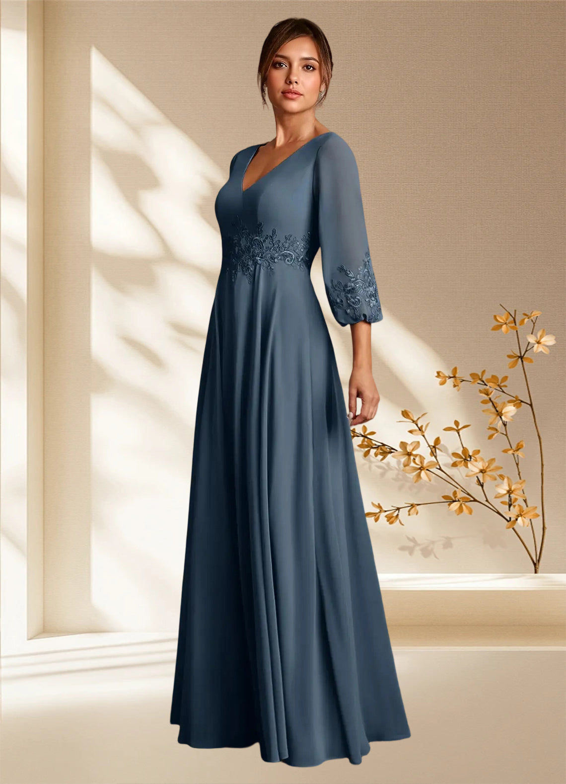 Augday Yorba A-Line Lace Chiffon Dress
