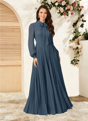 Augday Adellah A-Line Pleated Chiffon Dress