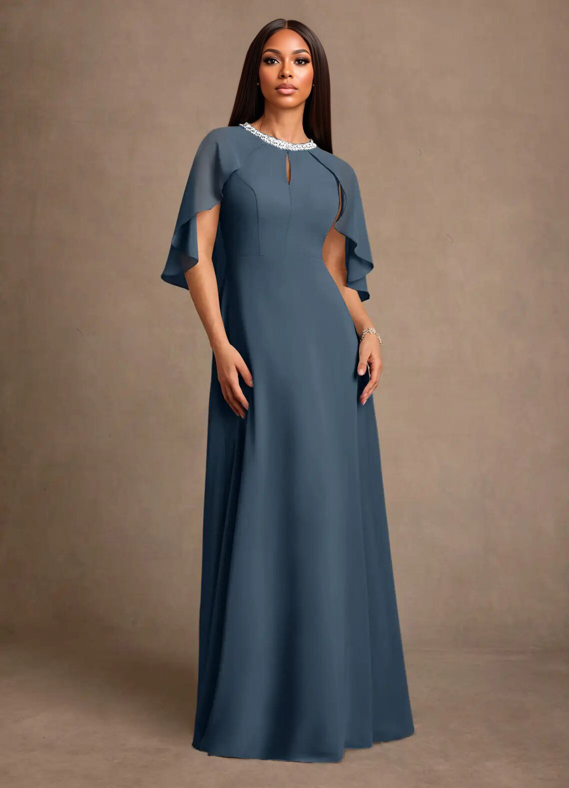 Augday Winnifred A-Line Beaded Chiffon Dress