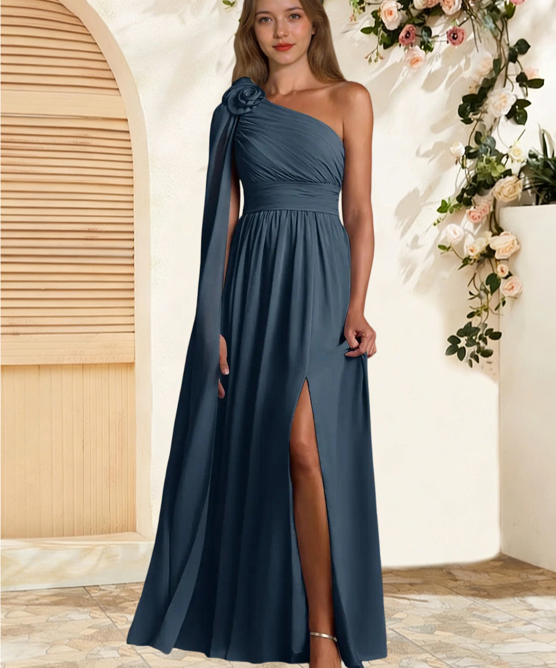 Augday Lancaster A-Line One Shoulder Chiffon Dress