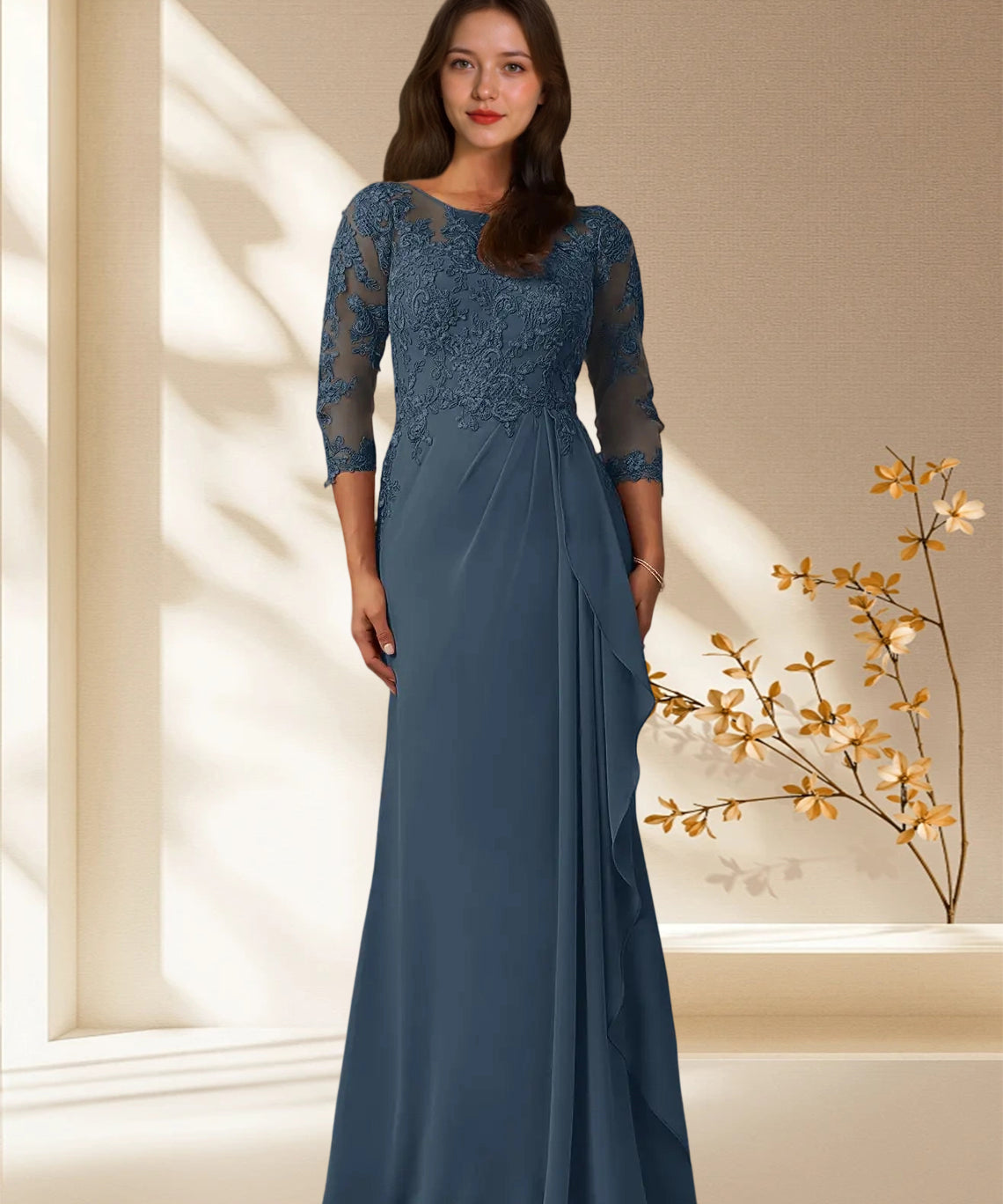Augday Calanthe A-Line Scoop Chiffon Dress