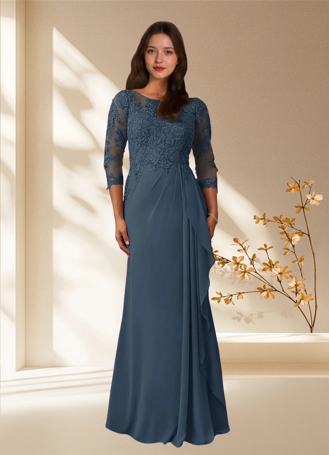 Augday Calanthe A-Line Scoop Chiffon Dress