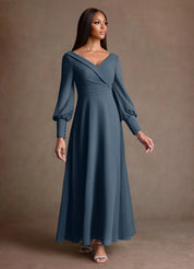 Augday Paterson A-Line Pleated Chiffon Dress