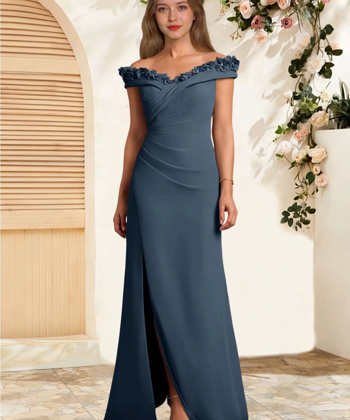 Augday Jettie Sheath Pleated Chiffon Dress