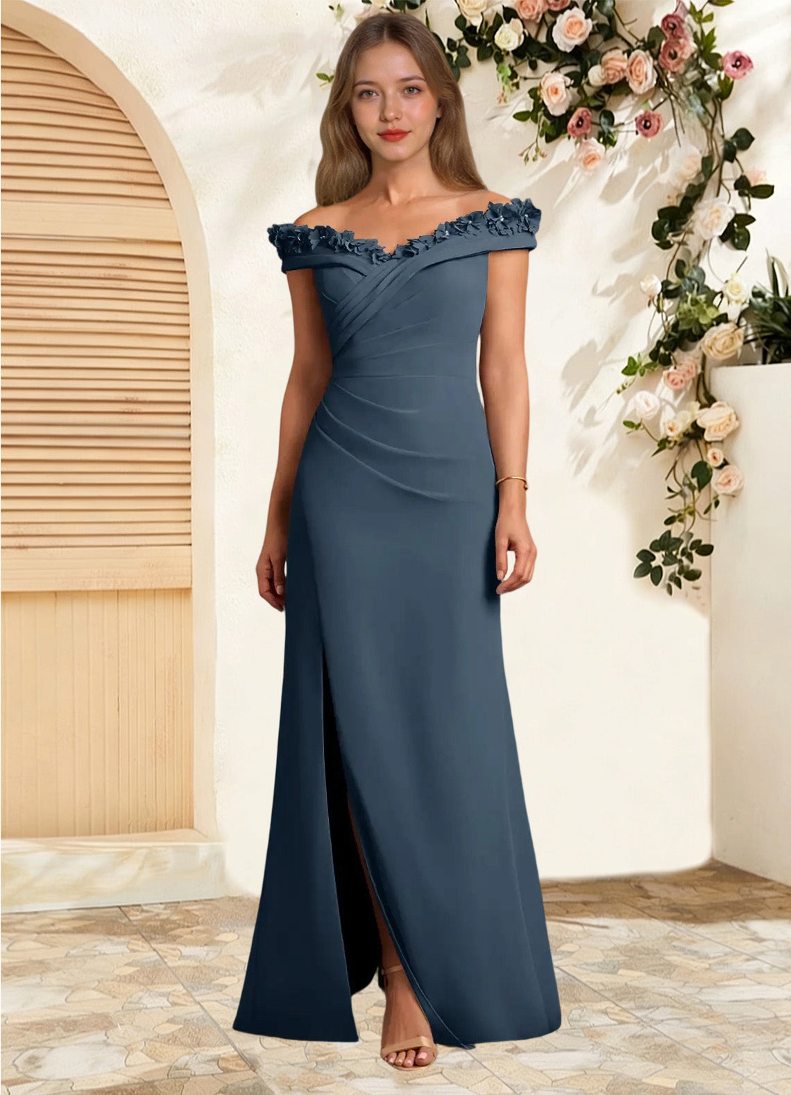 Augday Jettie Sheath Pleated Chiffon Dress