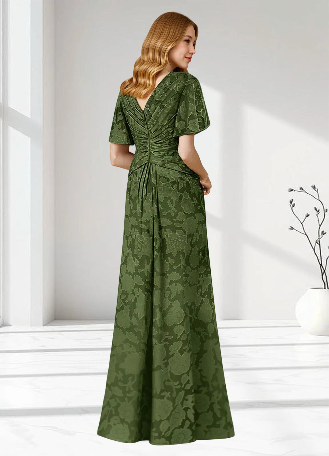 Augday Emmeline Pleated Floral Burnout Dress
