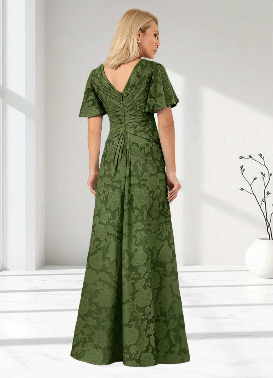Augday Emmeline Pleated Floral Burnout Dress